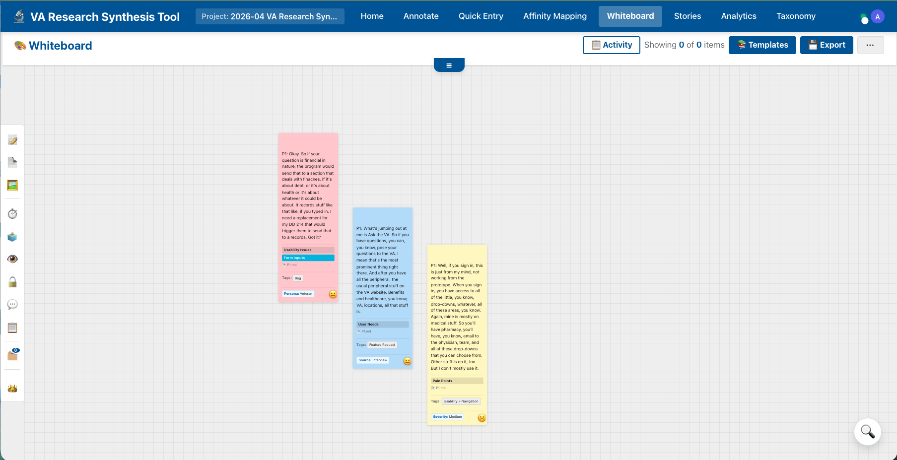 Infinite whiteboard for freeform synthesis